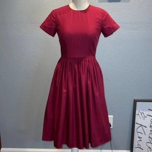 Hearts & Found Dorothy Dress in Burgundy Cotton With Pockets. - Size S NWT